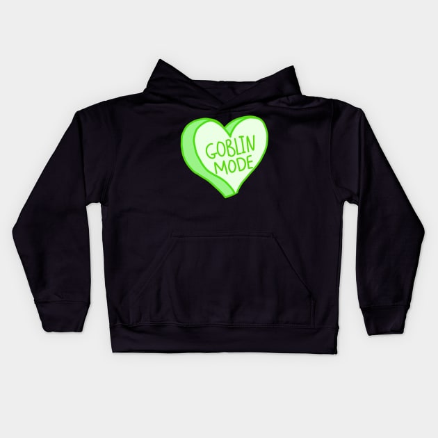 Green Heart Goblin Mode Kids Hoodie by ROLLIE MC SCROLLIE